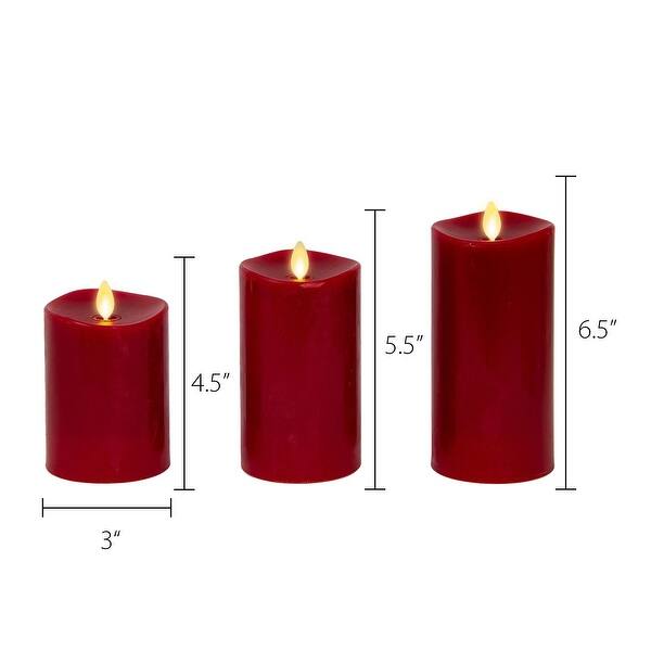 LUMINARA Flameless Candle Pillars Melted Top Unscented (Set of 3
